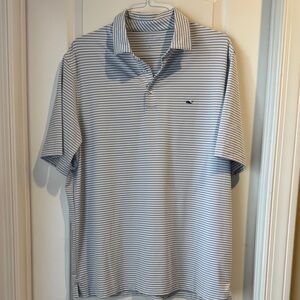 Vineyard Vines Performance Men’s Striped Polo Shirt - Gray and White